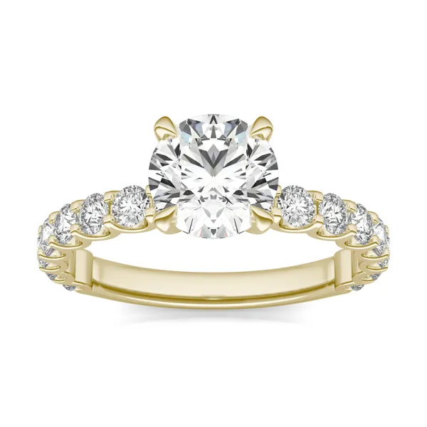 Round Brilliant Scalloped Side-Stone Engagement Ring