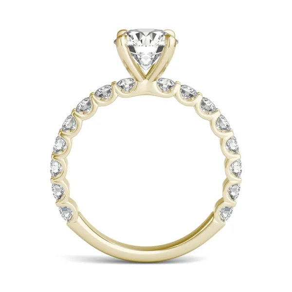 Round Brilliant Scalloped Side-Stone Engagement Ring