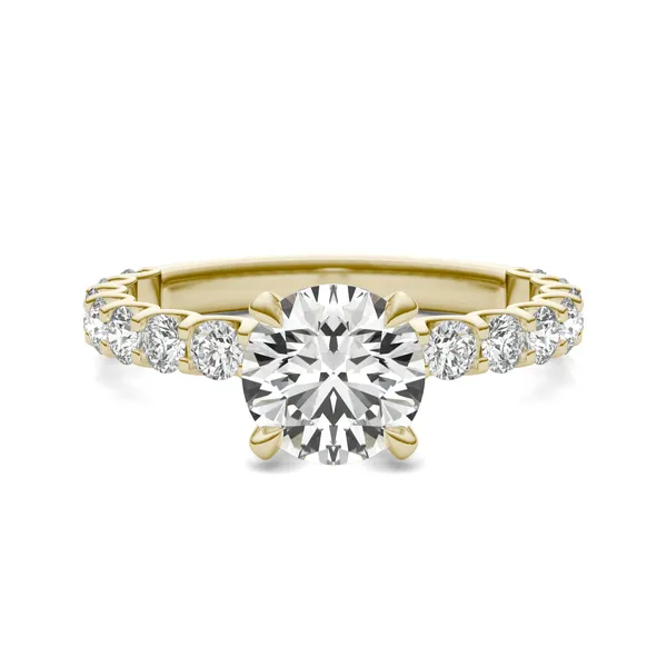 Round Brilliant Scalloped Side-Stone Engagement Ring