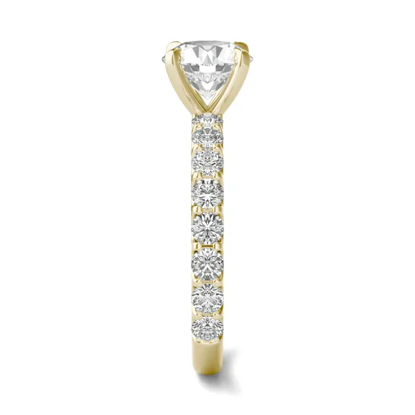 Round Brilliant Scalloped Side-Stone Engagement Ring