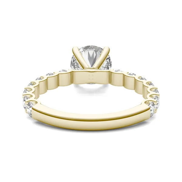 Round Brilliant Scalloped Side-Stone Engagement Ring