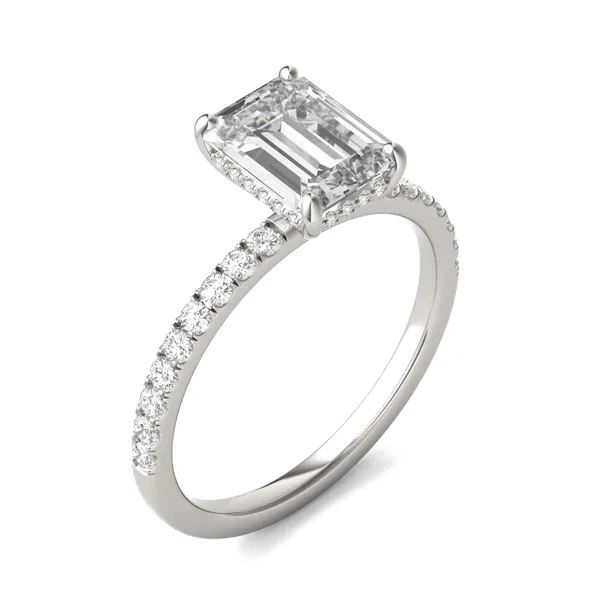 Emerald Classic Accented Hidden Halo Engagement Ring