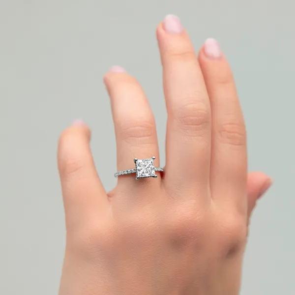 Princess Classic Accented Hidden Halo Engagement Ring