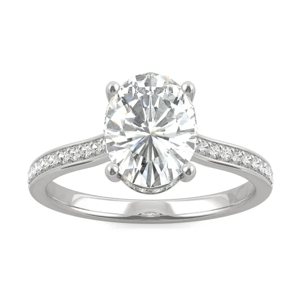 Oval Eternal Side-Stone Hidden Halo Engagement Ring
