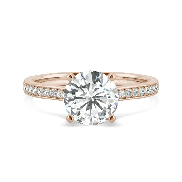 Round Hearts & Arrows Eternal Side-Stone Hidden Halo Engagement Ring