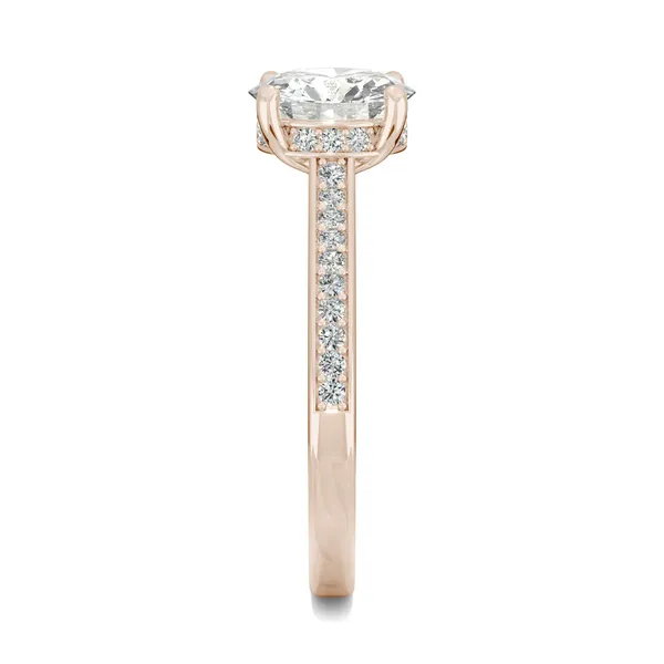 Round Hearts & Arrows Eternal Side-Stone Hidden Halo Engagement Ring