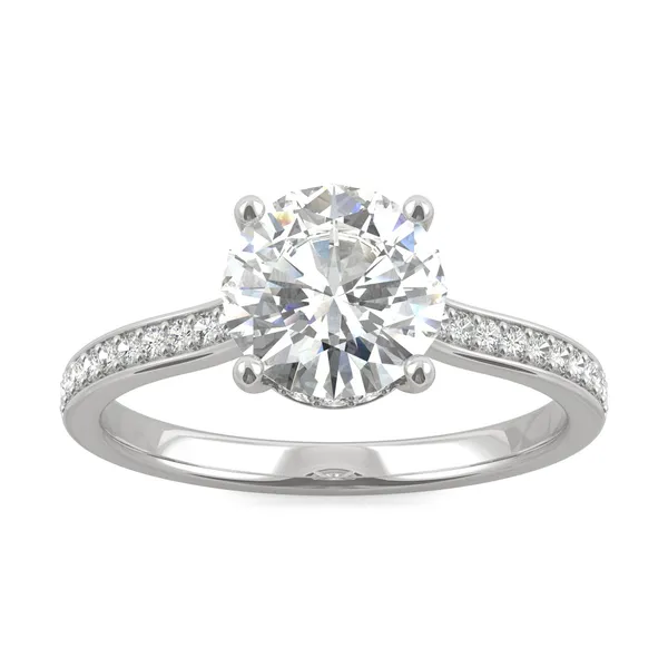 Round Hearts & Arrows Eternal Side-Stone Hidden Halo Engagement Ring