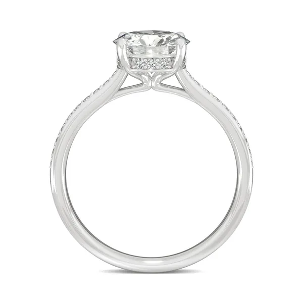 Round Hearts & Arrows Eternal Side-Stone Hidden Halo Engagement Ring