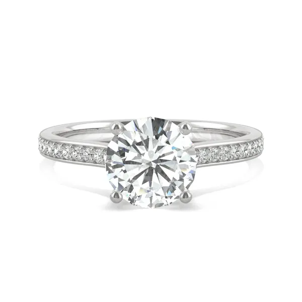 Round Hearts & Arrows Eternal Side-Stone Hidden Halo Engagement Ring