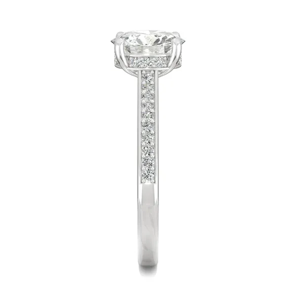 Round Hearts & Arrows Eternal Side-Stone Hidden Halo Engagement Ring