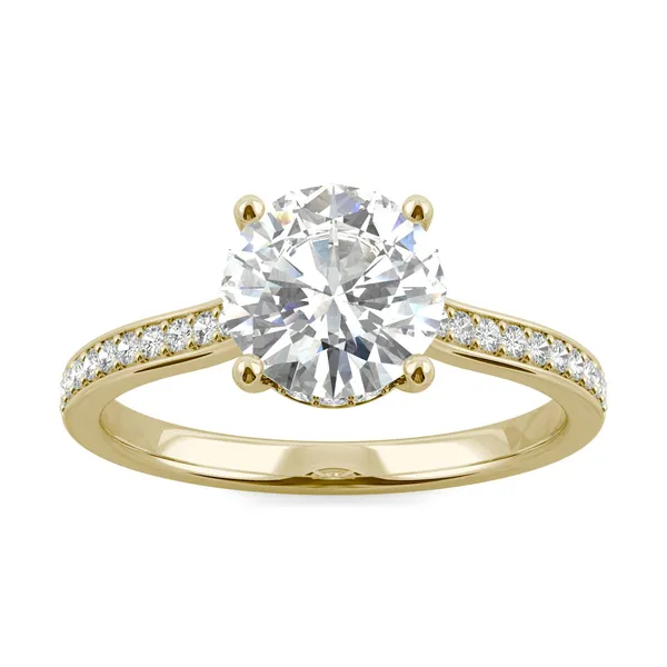 Round Hearts & Arrows Eternal Side-Stone Hidden Halo Engagement Ring