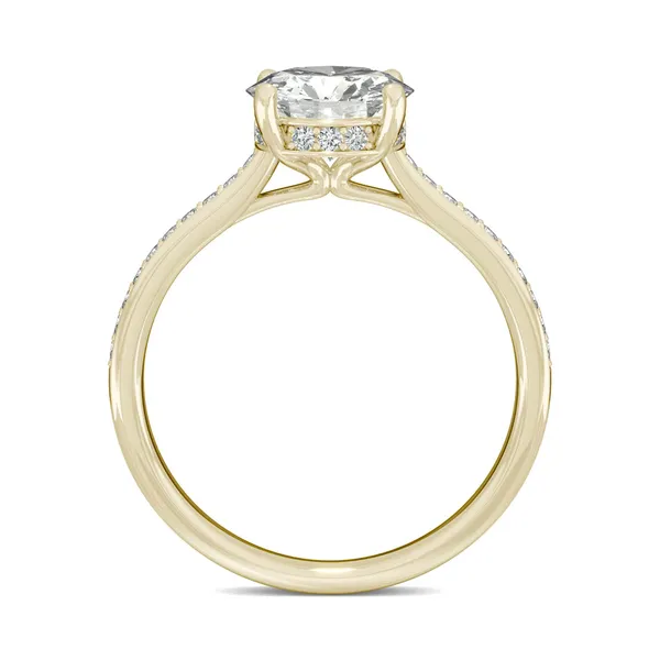 Round Hearts & Arrows Eternal Side-Stone Hidden Halo Engagement Ring