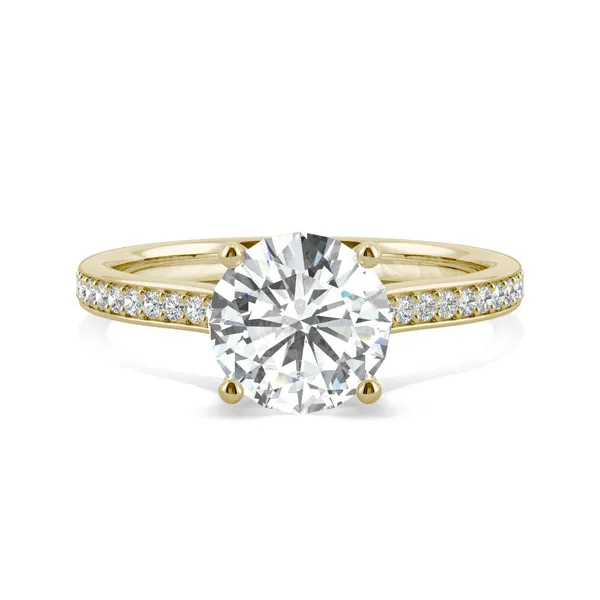 Round Hearts & Arrows Eternal Side-Stone Hidden Halo Engagement Ring
