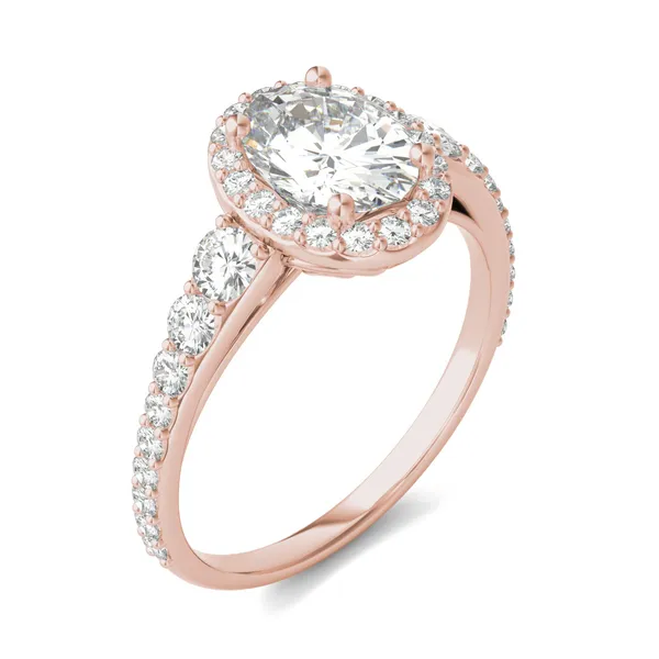 Oval Signature Graduated Halo Engagement Ring
