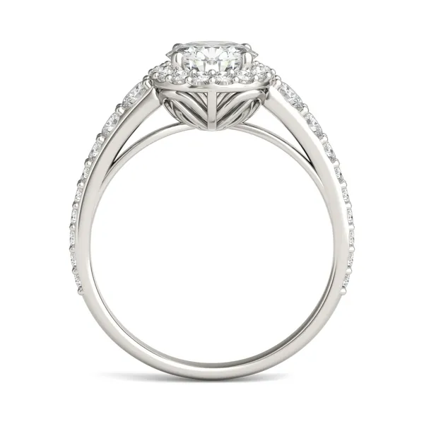 Round Hearts & Arrows Signature Graduated Halo Engagement Ring