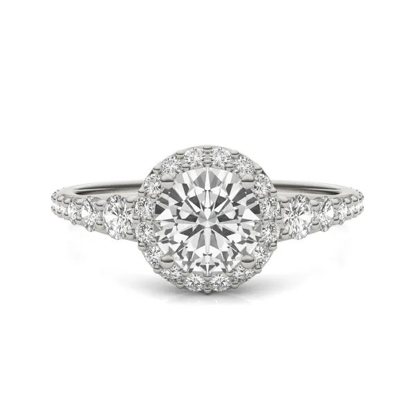 Round Hearts & Arrows Signature Graduated Halo Engagement Ring