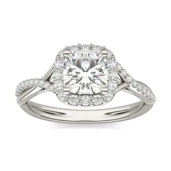 Cushion Hearts & Arrows Signature Twisted Halo Engagement Ring