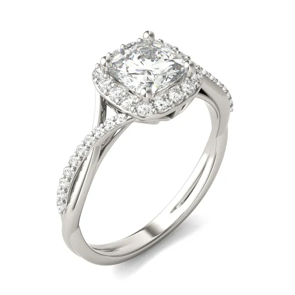 Cushion Hearts & Arrows Signature Twisted Halo Engagement Ring