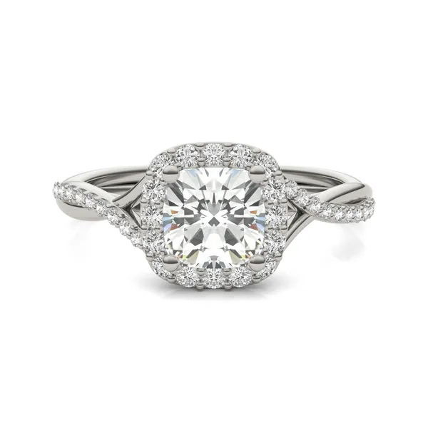 Cushion Hearts & Arrows Signature Twisted Halo Engagement Ring