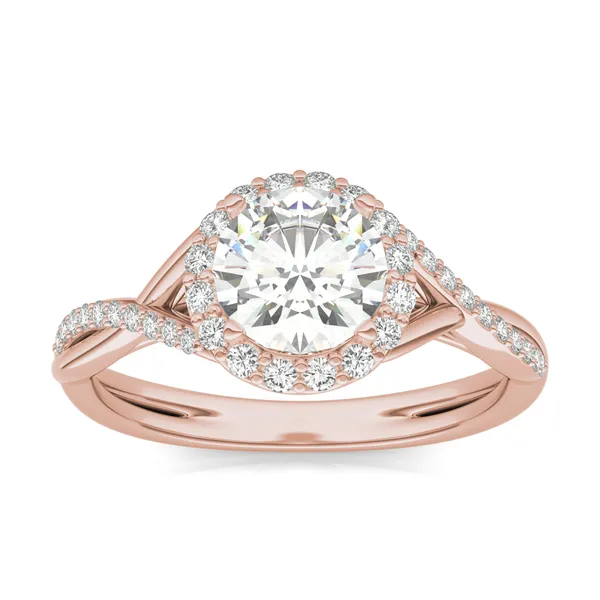 Round Hearts & Arrows Signature Twisted Halo Engagement Ring