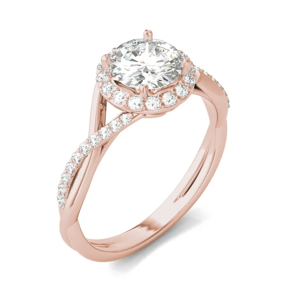 Round Hearts & Arrows Signature Twisted Halo Engagement Ring