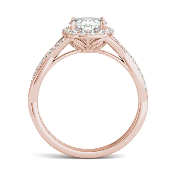 Round Hearts & Arrows Signature Twisted Halo Engagement Ring