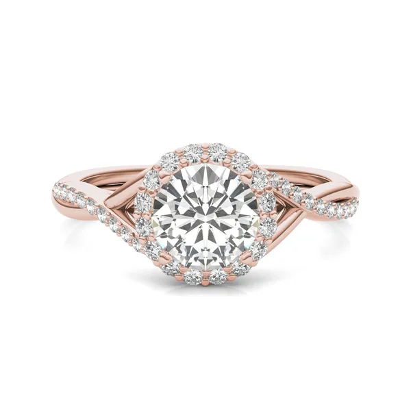 Round Hearts & Arrows Signature Twisted Halo Engagement Ring