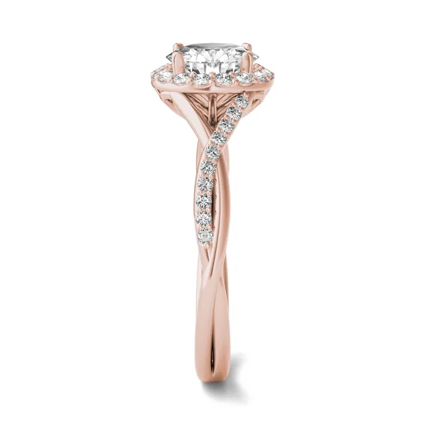 Round Hearts & Arrows Signature Twisted Halo Engagement Ring