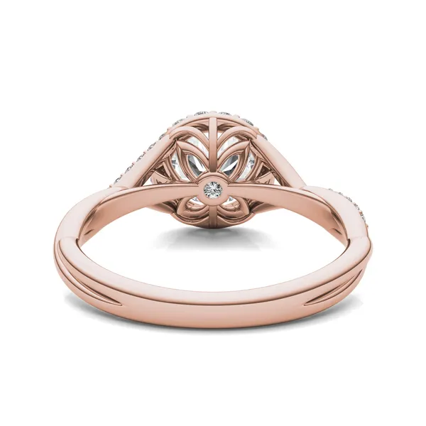 Round Hearts & Arrows Signature Twisted Halo Engagement Ring