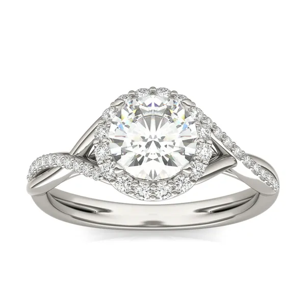 Round Hearts & Arrows Signature Twisted Halo Engagement Ring