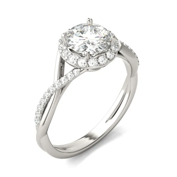 Round Hearts & Arrows Signature Twisted Halo Engagement Ring