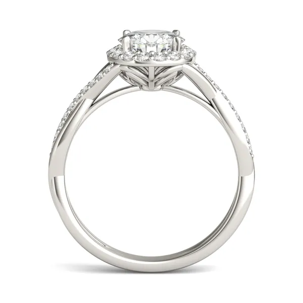 Round Hearts & Arrows Signature Twisted Halo Engagement Ring