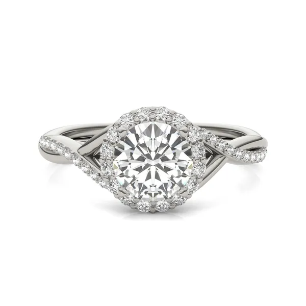 Round Hearts & Arrows Signature Twisted Halo Engagement Ring