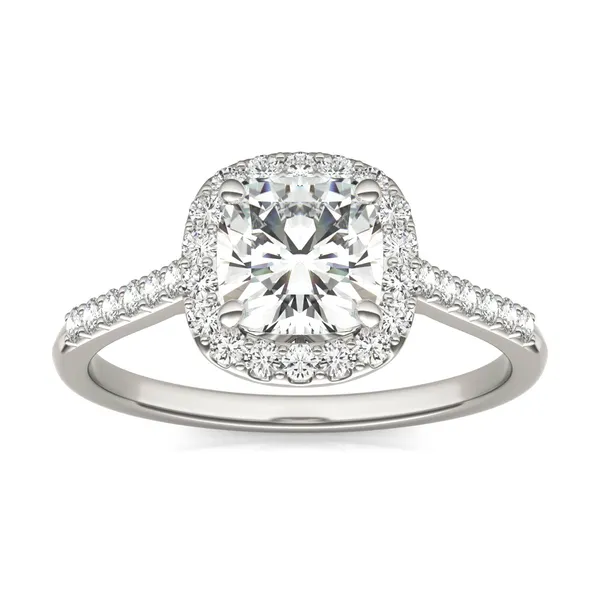 Cushion Hearts & Arrows Signature Accented Halo Engagement Ring