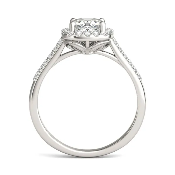 Cushion Hearts & Arrows Signature Accented Halo Engagement Ring