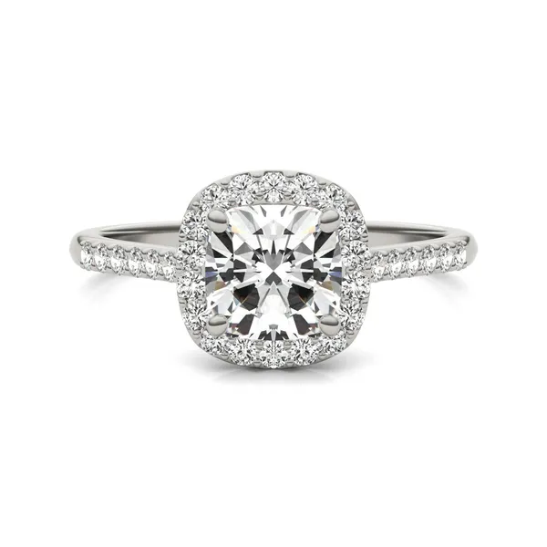 Cushion Hearts & Arrows Signature Accented Halo Engagement Ring