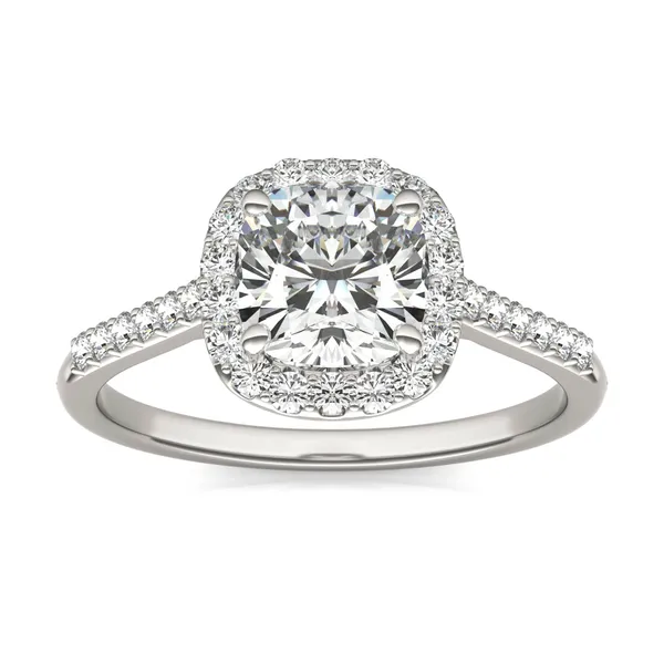 Cushion Signature Accented Halo Engagement Ring