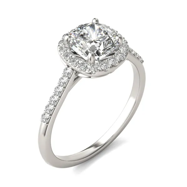 Cushion Signature Accented Halo Engagement Ring