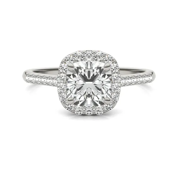 Cushion Signature Accented Halo Engagement Ring