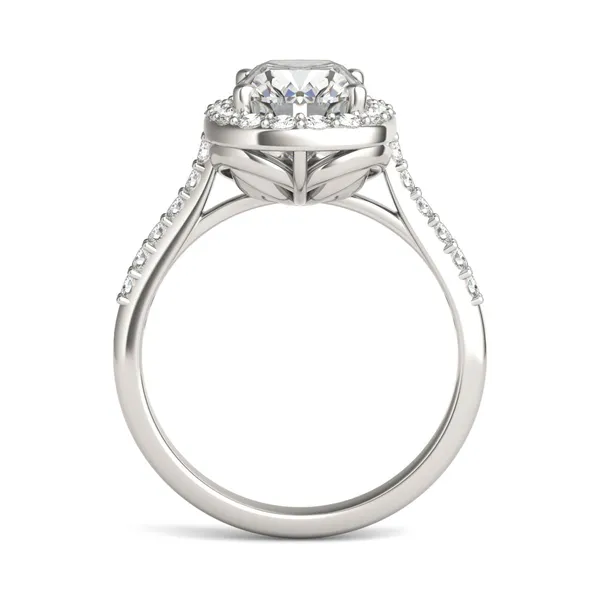 Elongated Cushion Signature Accented Halo Engagement Ring