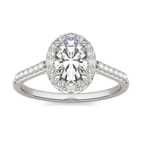 Oval Signature Accented Halo Engagement Ring