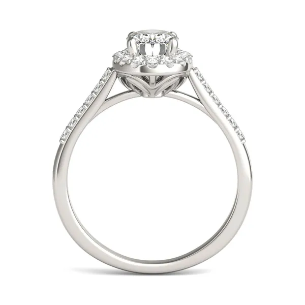 Oval Signature Accented Halo Engagement Ring