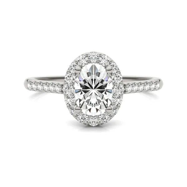 Oval Signature Accented Halo Engagement Ring