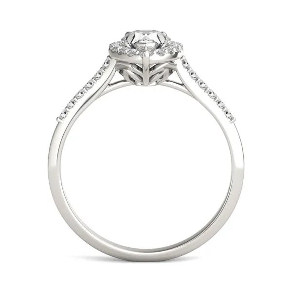 Pear Signature Accented Halo Engagement Ring