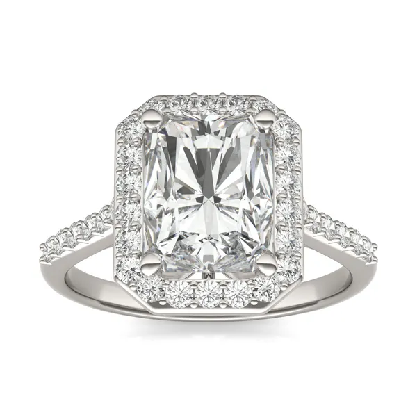 Radiant Signature Accented Halo Engagement Ring