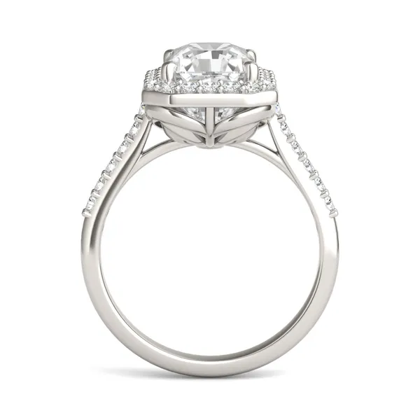 Radiant Signature Accented Halo Engagement Ring