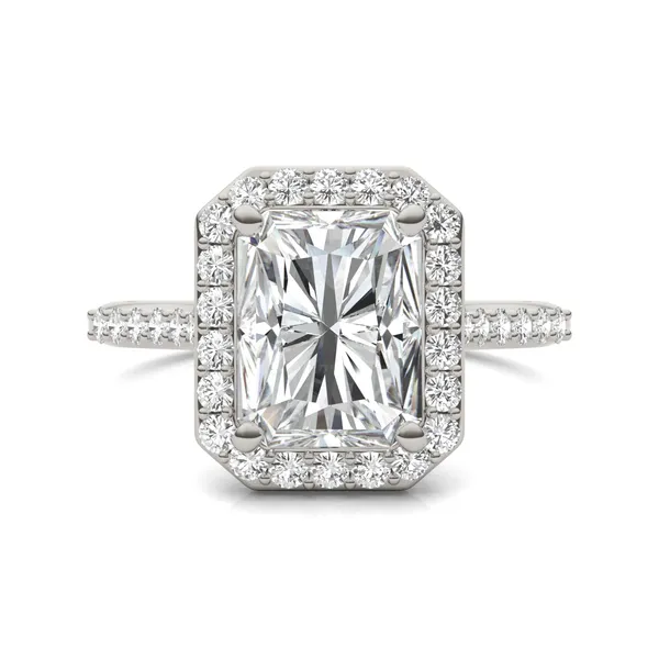 Radiant Signature Accented Halo Engagement Ring