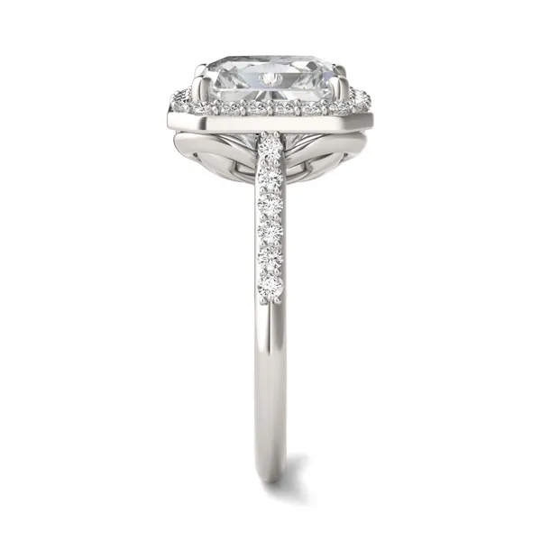 Radiant Signature Accented Halo Engagement Ring