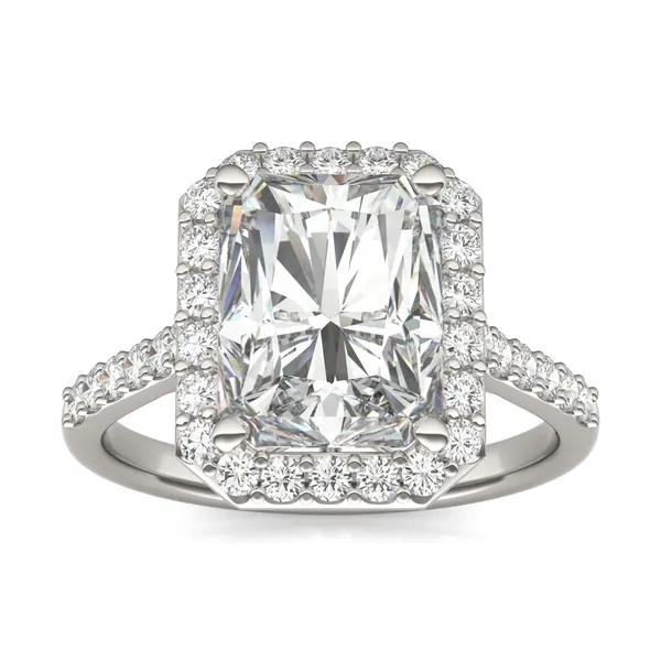 Radiant Signature Accented Halo Engagement Ring