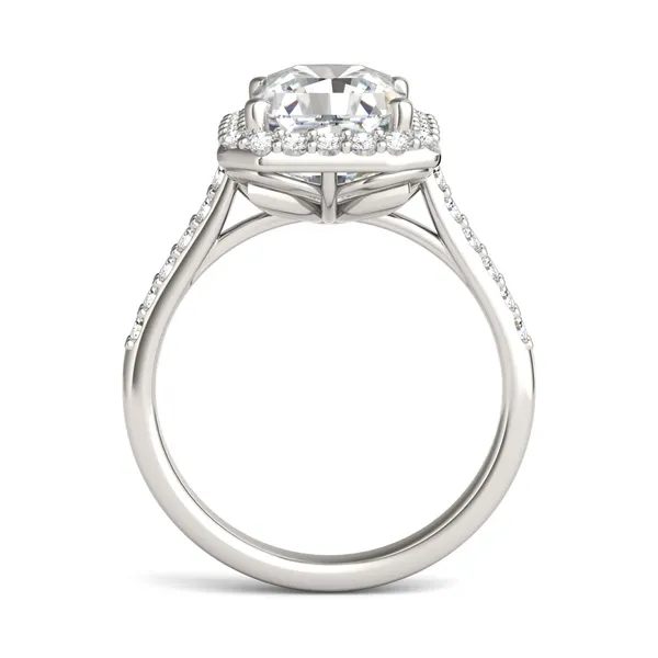 Radiant Signature Accented Halo Engagement Ring